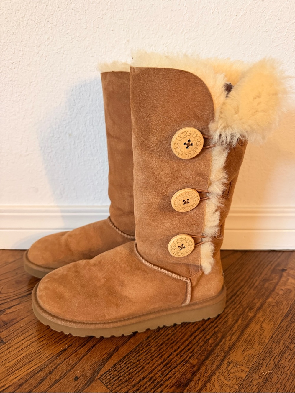 UGG Women's Button-Trim Tall Suede Boots in Chestnut